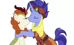 Size: 1098x666 | Tagged: artist:neighsay, autumn blaze, base used, crack shipping, derpibooru import, female, hoo'blaze, hoo'far, kissing, male, road to friendship, safe, shipping, sounds of silence, straight
