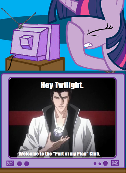 Size: 761x1042 | Tagged: safe, derpibooru import, twilight sparkle, pony, aizen sousuke, bleach (manga), exploitable meme, facehoof, meme, obligatory pony, the plan, this tag is also part of my plan, tv meme