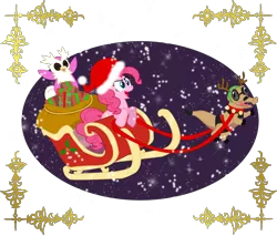 Size: 1640x1400 | Tagged: artist:seaandsunshine, christmas, crossover, delibird, derpibooru import, holiday, pinkie pie, pokémon, safe, sandile