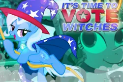 Size: 2400x1600 | Tagged: safe, artist:pixelkitties, derpibooru import, ms. harshwhinny, trixie, pony, unicorn, cape, clothes, female, hat, mare, solo, trixie's cape, trixie's hat, votehorse, zoom layer
