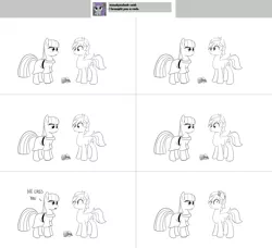 Size: 2564x2336 | Tagged: safe, artist:sintakhra, derpibooru import, boulder (pet), maud pie, sandbar, earth pony, pony, tumblr:studentsix, female, male, mare, monochrome, rock, rockbert, teenager