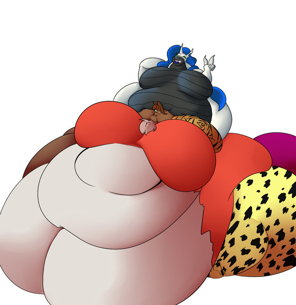 Size: 1280x1320 | Tagged: anthro, artist:mad'n evil, bbw, belly, big belly, big breasts, breasts, butt, derpibooru import, draconequus, draconequus oc, fat, huge belly, huge breasts, huge butt, immobile, impossibly large belly, impossibly large breasts, impossibly large butt, large butt, morbidly obese, obese, oc, oc:wonka, questionable, simple background, ssbbw, weight gain sequence, white background