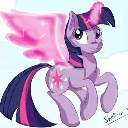 Size: 1500x1500 | Tagged: safe, artist:shelltoon, derpibooru import, twilight sparkle, twilight sparkle (alicorn), alicorn, pony, artificial wings, augmented, magic, magic wings, wings