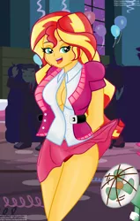 Size: 1388x2180 | Tagged: suggestive, artist:aboimages03, derpibooru import, edit, edited screencap, screencap, sunset shimmer, equestria girls, equestria girls (movie), assisted exposure, boob window, breasts, busty sunset shimmer, cleavage, clothes, electric fan, fall formal, female, gymnasium, panties, panty shot, red underwear, sexy, skirt, skirt lift, solo, solo female, stupid sexy sunset shimmer, thighs, underwear, upskirt, whoops