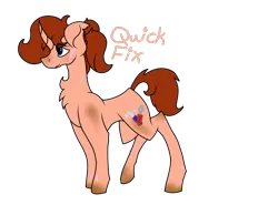 Size: 900x700 | Tagged: safe, artist:foxytthepiratefoxgir, derpibooru import, oc, oc:quick fix (ice1517), unofficial characters only, pony, unicorn, chest fluff, cut, dirt, female, mare, redesign, simple background, solo, transparent background