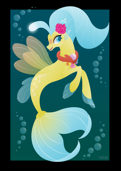 Size: 1024x1448 | Tagged: artist:lavenderrain24, derpibooru import, female, lineless, my little pony: the movie, open mouth, princess skystar, safe, seapony (g4), smiling, solo, underwater