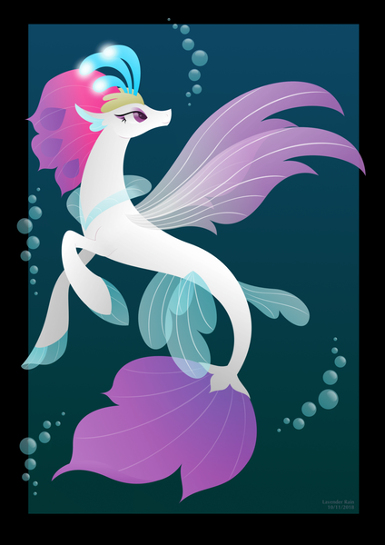 Size: 1024x1448 | Tagged: artist:lavenderrain24, bubble, derpibooru import, female, lineless, my little pony: the movie, queen novo, safe, seapony (g4), solo, underwater