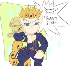 Size: 1034x928 | Tagged: artist needed, safe, derpibooru import, ponified, pony, crossover, giorno giovanna, gold experience, jojo pose, jojo's bizarre adventure, vento aureo