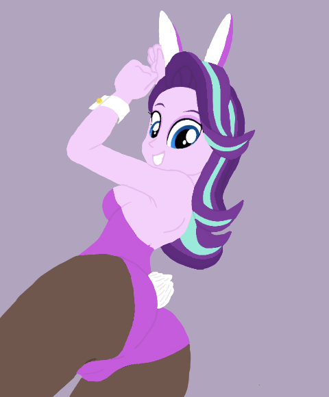 Size: 480x580 | Tagged: editor needed, questionable, artist:danielitamlp, derpibooru import, edit, starlight glimmer, human, equestria girls, ass, breasts, bunny suit, butt, cameltoe, clothes, colored, cuffs (clothes), female, flat colors, glimmer glutes, gray background, leotard, low angle, sexy, sideboob, simple background, solo, solo female, stupid sexy starlight glimmer, thicc ass, wip