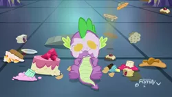 Size: 1920x1080 | Tagged: cake, claws, cupcake, derpibooru import, dragon, egg (food), father knows beast, food, safe, screencap, solo, spike, winged spike
