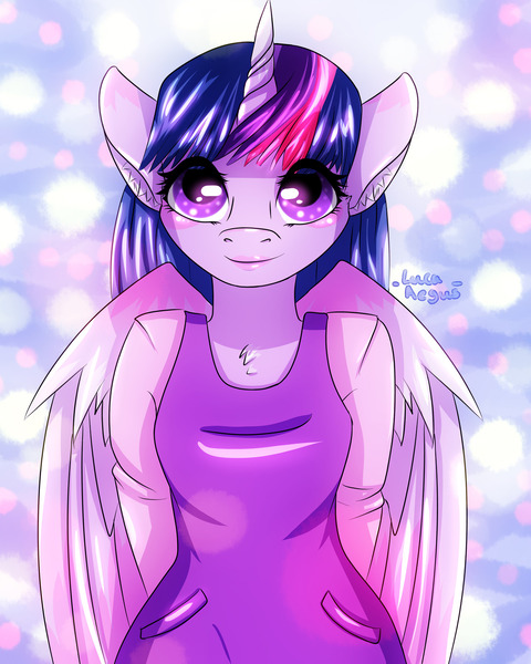 Size: 1280x1600 | Tagged: alicorn, anthro, artist:lucaaegus, clothes, derpibooru import, dress, safe, twilight sparkle, twilight sparkle (alicorn), winter