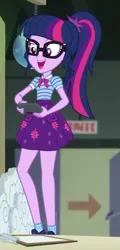 Size: 245x512 | Tagged: safe, derpibooru import, screencap, sci-twi, twilight sparkle, all the world's off stage, equestria girls, equestria girls series, all the world's off stage: twilight sparkle, clothes, cropped, female, geode of telekinesis, legs, magical geodes, ponytail, skirt
