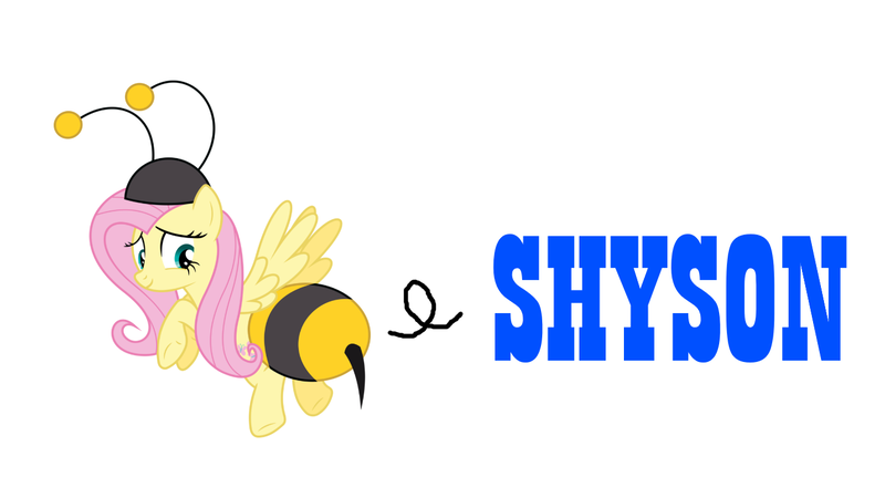 Size: 1366x768 | Tagged: animal costume, artist:dasprid, bee, bee costume, clothes, costume, derpibooru import, flutterbee, fluttershy, hudson soft, insect, it ain't easy being breezies, logo parody, safe