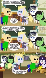 Size: 568x960 | Tagged: source needed, safe, artist:catsofdeath, derpibooru import, oc, oc:anonfilly, baldi, baldi's basics in education and learning, spanish, translation request