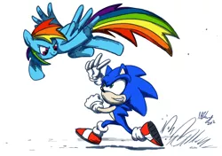 Size: 2480x1748 | Tagged: artist:projectzuel, crossover, derpibooru import, rainbow dash, safe, sonic the hedgehog, sonic the hedgehog (series)