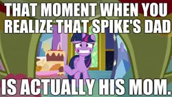 Size: 1280x720 | Tagged: alicorn, caption, derpibooru import, disgusted, edit, edited screencap, father knows beast, image macro, implied cuntboy, implied spike, implied transgender, implied vagina, meme, screencap, sludge (dragon), suggestive, text, twilight sparkle, twilight sparkle (alicorn)