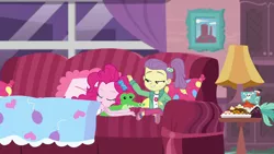 Size: 1920x1080 | Tagged: safe, derpibooru import, screencap, gummy, lily pad (equestria girls), pinkie pie, equestria girls, equestria girls series, pinkie sitting, image, lilypie, png, sleeping, young