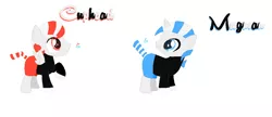 Size: 979x423 | Tagged: safe, artist:hetaliafranceluvr123, artist:selenaede, derpibooru import, ponified, pegasus, pony, unicorn, base used, clothes, crossover, cuphead, cuphead (character), hasbro, hasbro studios, mugman, studio mdhr