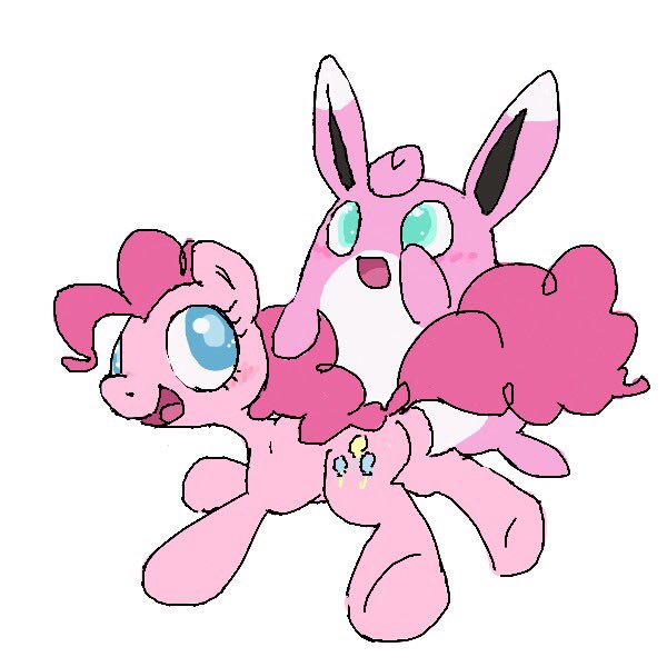 Size: 600x600 | Tagged: safe, artist:ume89s, derpibooru import, pinkie pie, pony, wigglytuff, crossover, female, mare, open mouth, pokémon, smiling