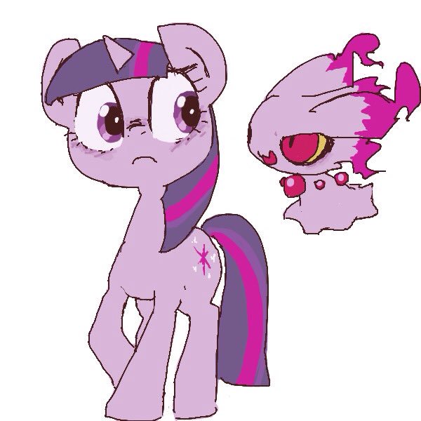 Size: 600x600 | Tagged: safe, artist:ume89s, derpibooru import, twilight sparkle, ghost, misdreavus, pony, undead, crossover, female, frown, mare, pokémon