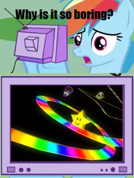 Size: 526x700 | Tagged: safe, derpibooru import, rainbow dash, pony, exploitable meme, gamerdash, mario kart, mario kart 64, meme, obligatory pony, rainbow road, stars, super mario bros., super star, toad (mario bros), tv meme, wario