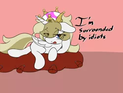 Size: 3200x2400 | Tagged: safe, artist:fallenleaf, derpibooru import, oc, unofficial characters only, alicorn, pony, aryan pony, bowsette, complaining, female, i'm surrounded by idiots, looking, lurker, lying down, nazi, pillow, princess, super crown