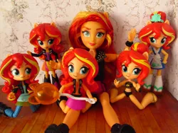 Size: 1320x990 | Tagged: safe, artist:whatthehell!?, derpibooru import, sunset shimmer, equestria girls, equestria girls series, friendship games, beach, bikini, boots, clothes, doll, equestria girls minis, globe, irl, midriff, photo, shoes, skirt, sunset sushi, swimsuit, theme park, toy