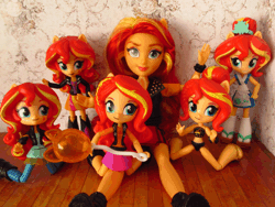Size: 560x420 | Tagged: safe, artist:whatthehell!?, derpibooru import, sunset shimmer, equestria girls, equestria girls series, friendship games, animated, balloon, beach, boots, clothes, doll, equestria girls minis, eqventures of the minis, gif, globe, irl, multeity, photo, shimmerstorm, shoes, skirt, stop motion, sunset sushi, swimsuit, theme park, toy