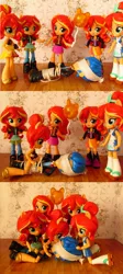 Size: 979x2192 | Tagged: safe, artist:whatthehell!?, derpibooru import, flash sentry, sunset shimmer, equestria girls, equestria girls series, friendship games, balloon, beach, boots, clothes, doll, equestria girls minis, globe, irl, photo, rope, shoes, skirt, sunset sushi, swimsuit, theme park, toy