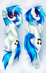 Size: 2835x4535 | Tagged: safe, artist:doekitty, derpibooru import, vinyl scratch, pony, unicorn, body pillow, body pillow design, butt, chest fluff, dock, female, frog (hoof), headphones, looking at you, looking back, looking back at you, mare, plot, smiling, solo, sunglasses, underhoof