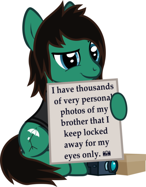 Size: 915x1169 | Tagged: suggestive, artist:lightningbolt, derpibooru import, ponified, earth pony, pony, .svg available, box, bring me the horizon, camera, clothes, dreamworks face, fucked up, hoof hold, implied incest, implied masturbation, looking at you, male, pony shaming, raised eyebrow, shirt, sign, simple background, sitting, smiling, smirk, solo, stallion, svg, tom sykes, transparent background, vector, wat, 📷