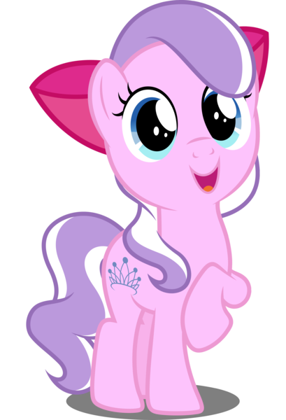 Size: 3019x4428 | Tagged: safe, artist:dashiesparkle, derpibooru import, edit, editor:slayerbvc, vector edit, diamond tiara, earth pony, pony, accessory swap, apple bloom's bow, bow, cute, diamondbetes, female, filly, hair bow, raised hoof, simple background, smiling, solo, transparent background, vector