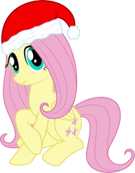 Size: 10726x13700 | Tagged: absurd resolution, artist:psyxofthoros, christmas, derpibooru import, fluttershy, hat, hearth's warming eve, holiday, safe, santa hat, simple background, solo, transparent background, vector
