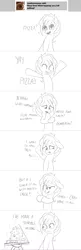 Size: 1191x3692 | Tagged: safe, artist:sintakhra, derpibooru import, sandbar, pony, tumblr:studentsix, ask, comic, cute, food, i've made a huge mistake, monochrome, pizza, sandabetes, solo, tumblr