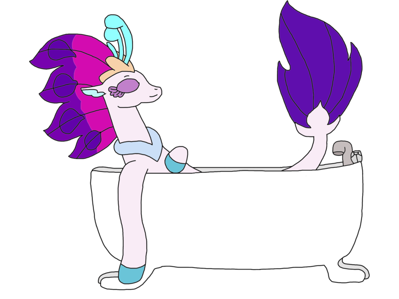 Size: 2048x1536 | Tagged: safe, artist:supahdonarudo, derpibooru import, queen novo, pony, seapony (g4), my little pony: the movie, bathtub, claw foot bathtub, relaxing, simple background, transparent background