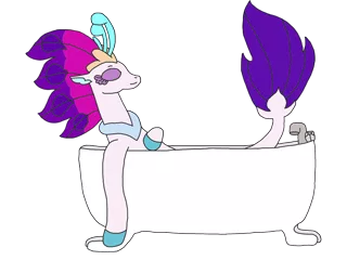 Size: 2048x1536 | Tagged: safe, artist:supahdonarudo, derpibooru import, queen novo, pony, seapony (g4), my little pony: the movie, bathtub, claw foot bathtub, relaxing, simple background, transparent background