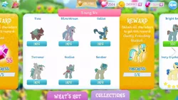 Size: 960x540 | Tagged: safe, derpibooru import, bright smile, castle (crystal pony), citrine spark, fire quacker, gallus, ivory, ivory rook, ocellus, sandbar, silverstream, terramar, yona, changedling, changeling, gryphon, hippogriff, pony, yak, friendship student, game screencap, gameloft, gem, you had one job