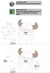 Size: 1152x1670 | Tagged: artist:sintakhra, award, "best yak" trophy, derpibooru import, monochrome, safe, solo, tumblr:studentsix, yak, yona