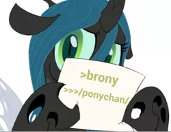 Size: 481x369 | Tagged: chrysalis' note, derpibooru import, greentext, ponychan, queen chrysalis, safe, sign, text