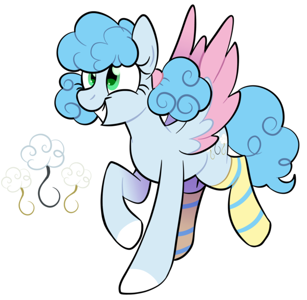 Size: 1753x1712 | Tagged: safe, artist:acluigiyoshi, derpibooru import, oc, pony, clothes, female, mare, offspring, parent:pinkie pie, parent:soarin', parents:soarinpie, socks, solo, striped socks, two toned wings, wings