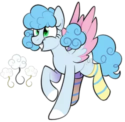 Size: 1753x1712 | Tagged: safe, artist:acluigiyoshi, derpibooru import, oc, pony, clothes, female, mare, offspring, parent:pinkie pie, parent:soarin', parents:soarinpie, socks, solo, striped socks, two toned wings, wings