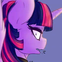 Size: 673x673 | Tagged: safe, artist:dimwitdog, derpibooru import, twilight sparkle, twilight sparkle (alicorn), alicorn, pony, faic, female, looking back, mare, solo, surprised, wavy mouth, wide eyes