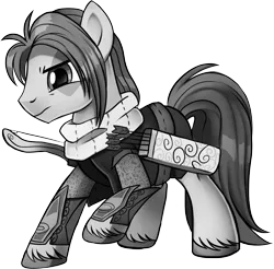 Size: 7330x7217 | Tagged: safe, artist:pepooni, derpibooru import, oc, unofficial characters only, pony, buck legacy, absurd resolution, armor, arrow, bow (weapon), card art, chainmail, clothes, fantasy class, male, ranger, scarf, simple background, solo, tattoo, transparent background