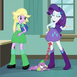 Size: 500x500 | Tagged: safe, derpibooru import, edit, edited screencap, screencap, rarity, spike, dog, equestria girls, equestria girls (movie), eyes on the prize, spike the dog, voyeurism