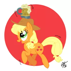 Size: 990x995 | Tagged: safe, artist:unclescooter, derpibooru import, applejack, pony, the super speedy cider squeezy 6000, cider, happy, i didn't learn anything, scene interpretation, tankard