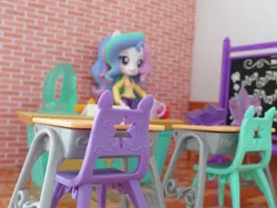 Size: 1728x1296 | Tagged: safe, artist:whatthehell!?, derpibooru import, princess celestia, equestria girls, board, chair, classroom, clothes, desk, doll, equestria girls minis, gem, irl, photo, principal celestia, toy