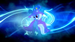 Size: 1920x1080 | Tagged: artist:romus91, cape, clothes, derpibooru import, hat, safe, trixie, trixie's cape, trixie's hat, vector, wallpaper