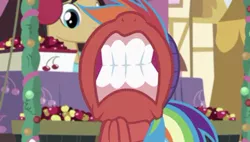 Size: 736x417 | Tagged: safe, derpibooru import, screencap, rainbow dash, pony, best gift ever, hearth's warming shorts, triple pony dare ya, 200% mad, constipated, constipation, faic, flehmen response, horses doing horse things, meme, rainbow dash is best facemaker, red face, teeth