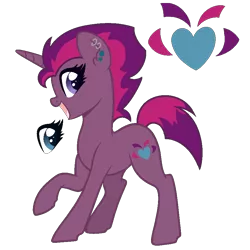 Size: 900x900 | Tagged: safe, artist:palerose522, derpibooru import, oc, oc:princess lovestruck (ice1517), unofficial characters only, pony, unicorn, ear piercing, earring, female, heterochromia, image, jewelry, magical lesbian spawn, mare, next generation, offspring, open mouth, parent:princess cadance, parent:tempest shadow, parents:tempestdance, piercing, png, raised hoof, simple background, solo, transparent background