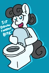 Size: 800x1200 | Tagged: safe, artist:threetwotwo32232, derpibooru import, oc, oc:kohlette, unofficial characters only, pony, toilet pony, but why, dialogue, female, i can't believe it's not badumsquish, mare, solo, toilet